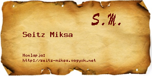 Seitz Miksa névjegykártya